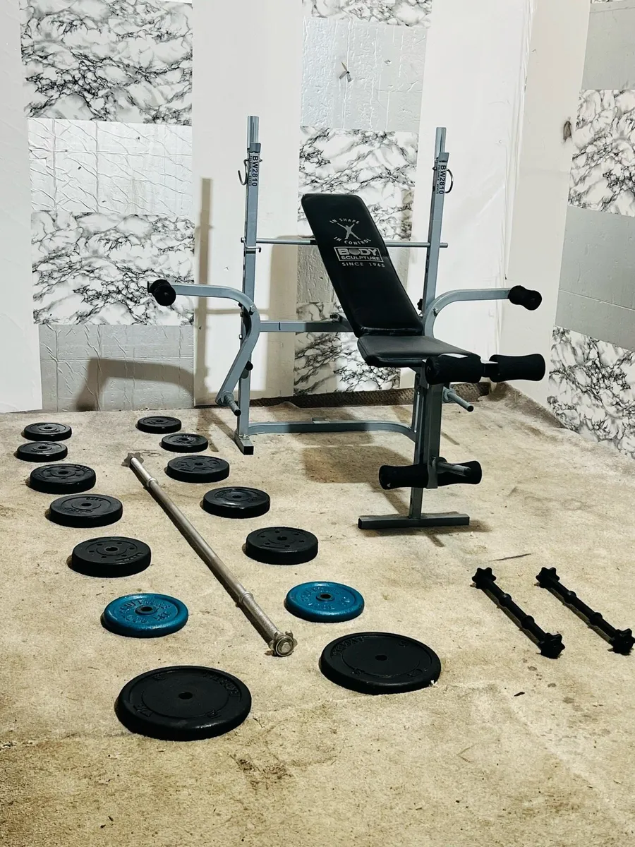 Body sculpture weighs bench 50kg weights bar dumbl - Image 3