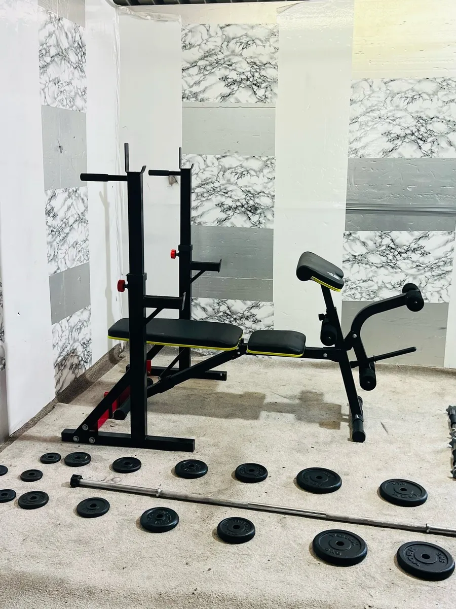 Cast iron weights rack bench barbell dumbbells - Image 4