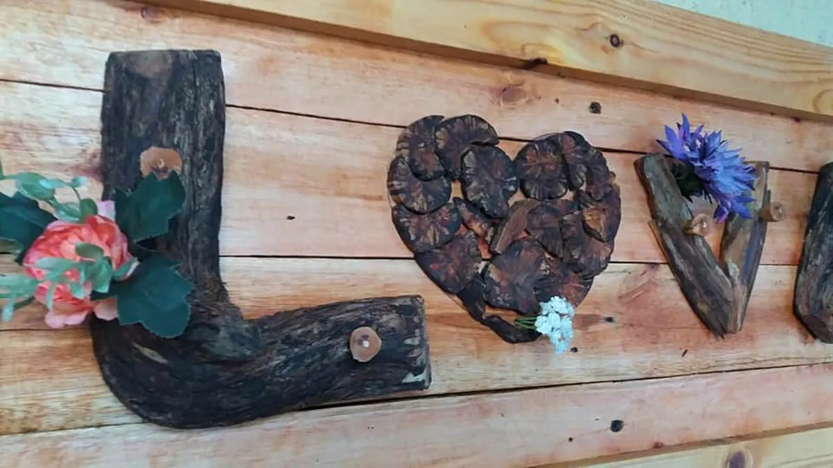Rustic Driftwood Love Wood Art Display - Image 3