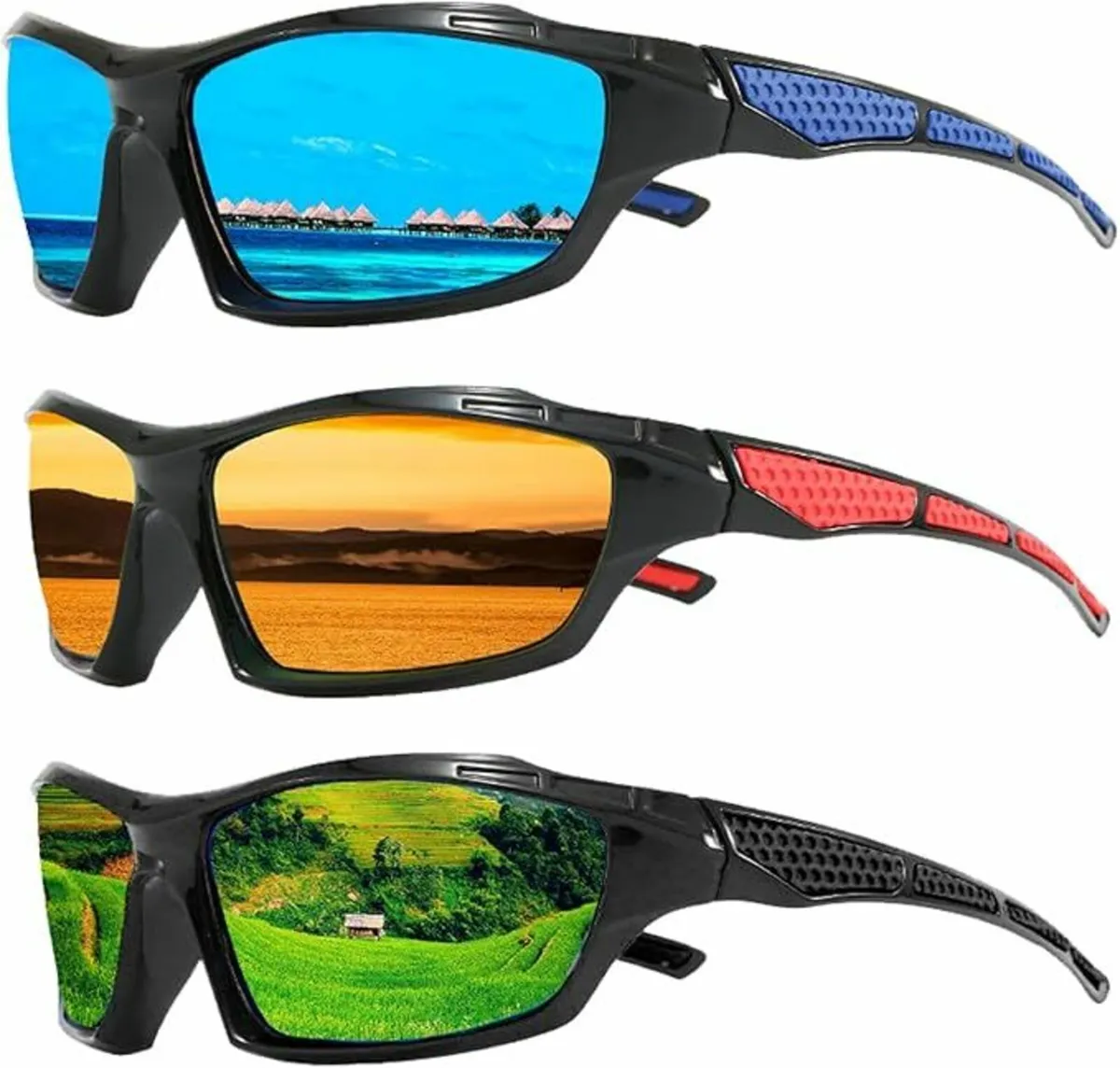 3Pcs Polarised Sunglasses for Men, Classic Vintage