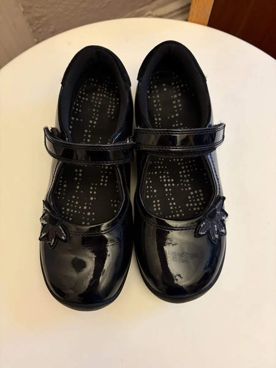 M&S Girls Black Patent Leather Shoes,13 Narrow - Image 1