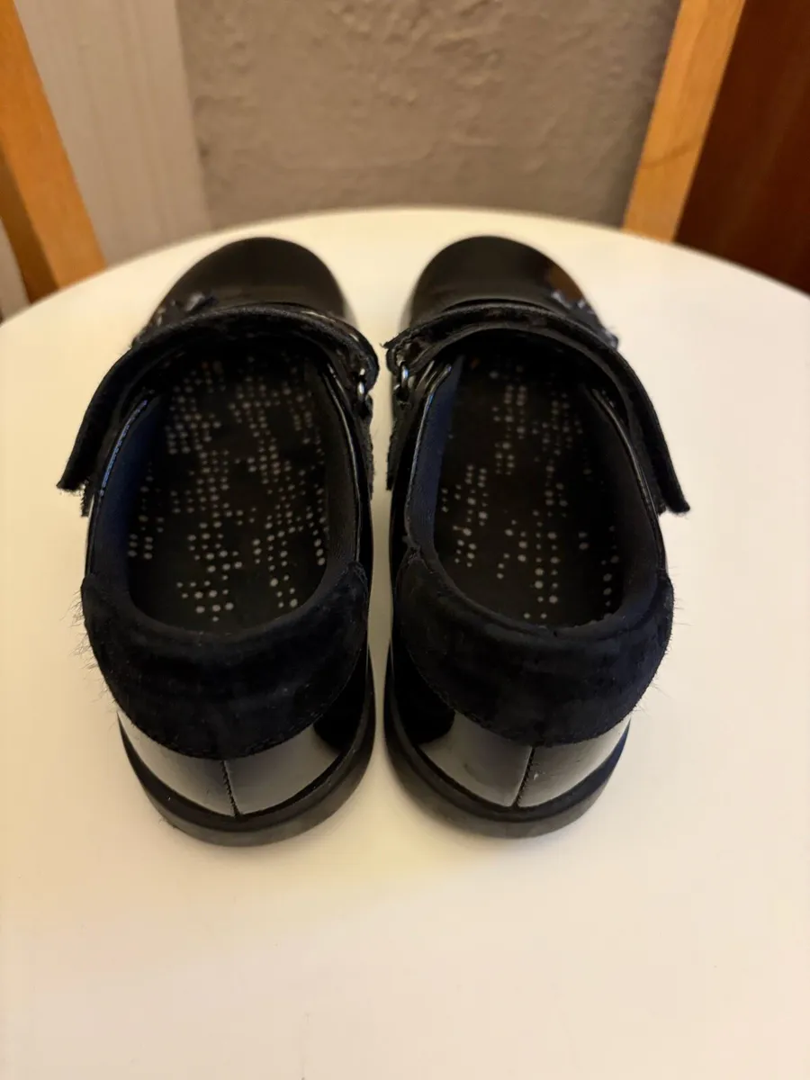M&S Girls Black Patent Leather Shoes,13 Narrow - Image 2