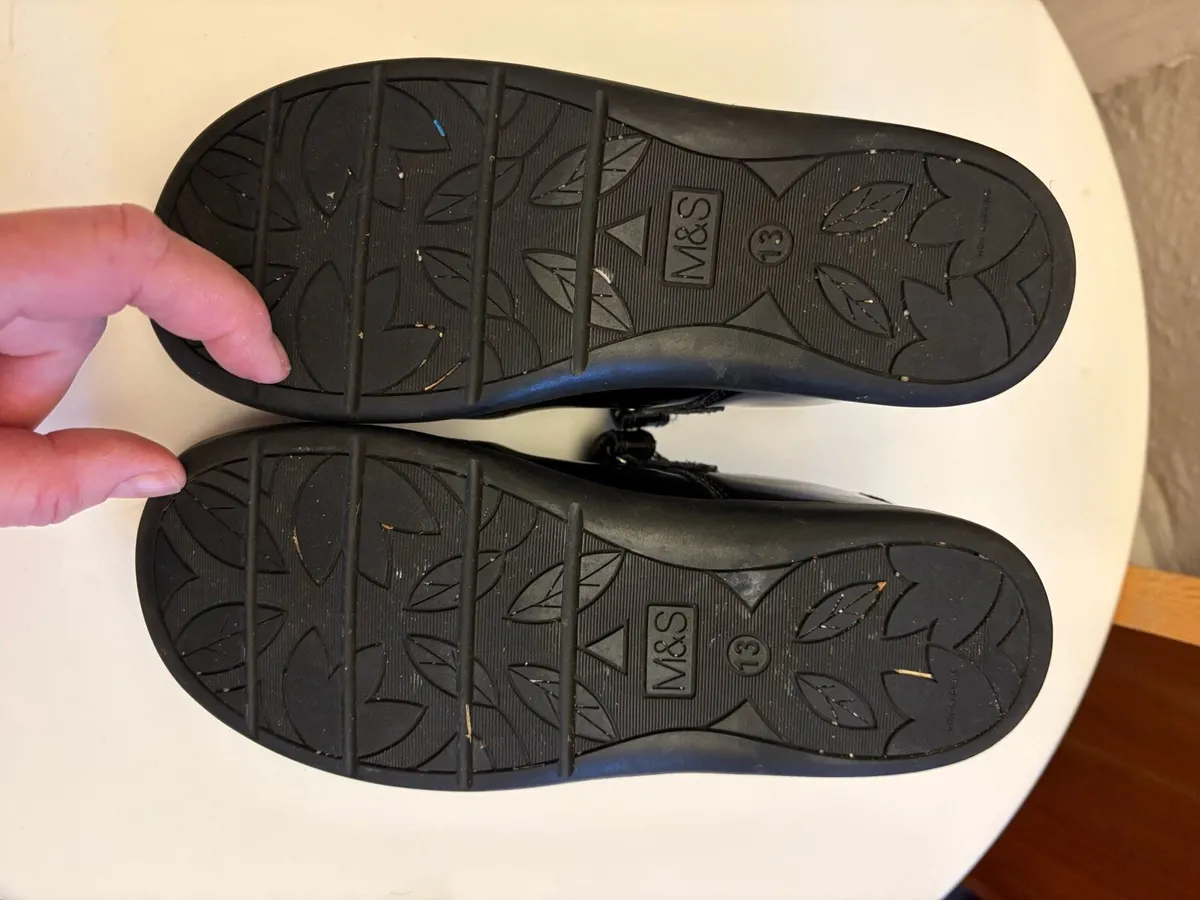 M&S Girls Black Patent Leather Shoes,13 Narrow - Image 4