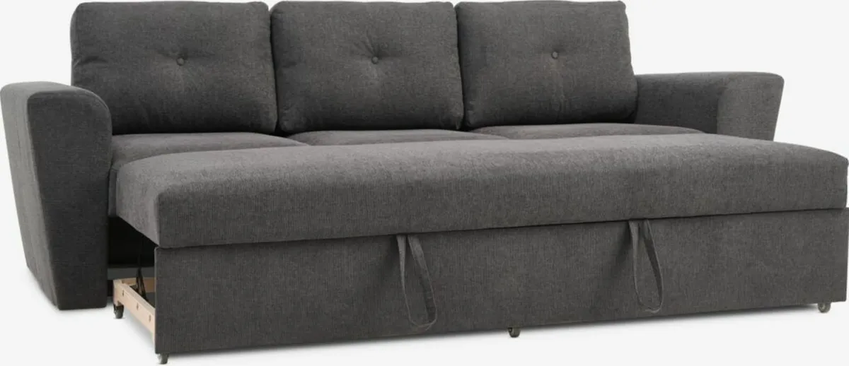 Sofa bed VEJLBY 3 seater dark grey fabric - Image 2