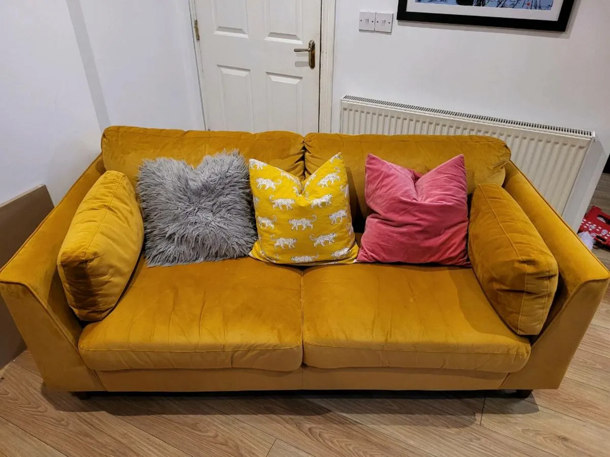 2 Seater Yellow Sofa - Image 1