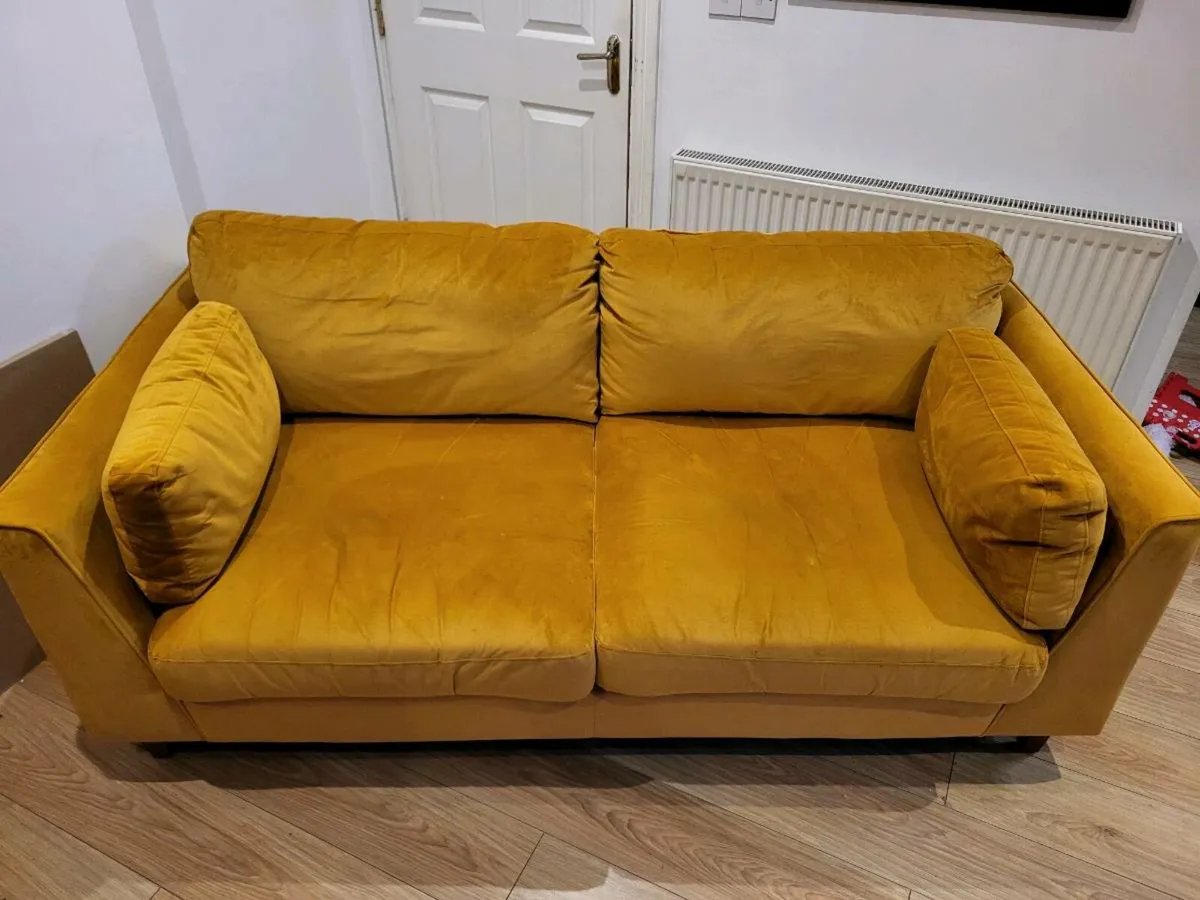 2 Seater Yellow Sofa - Image 2