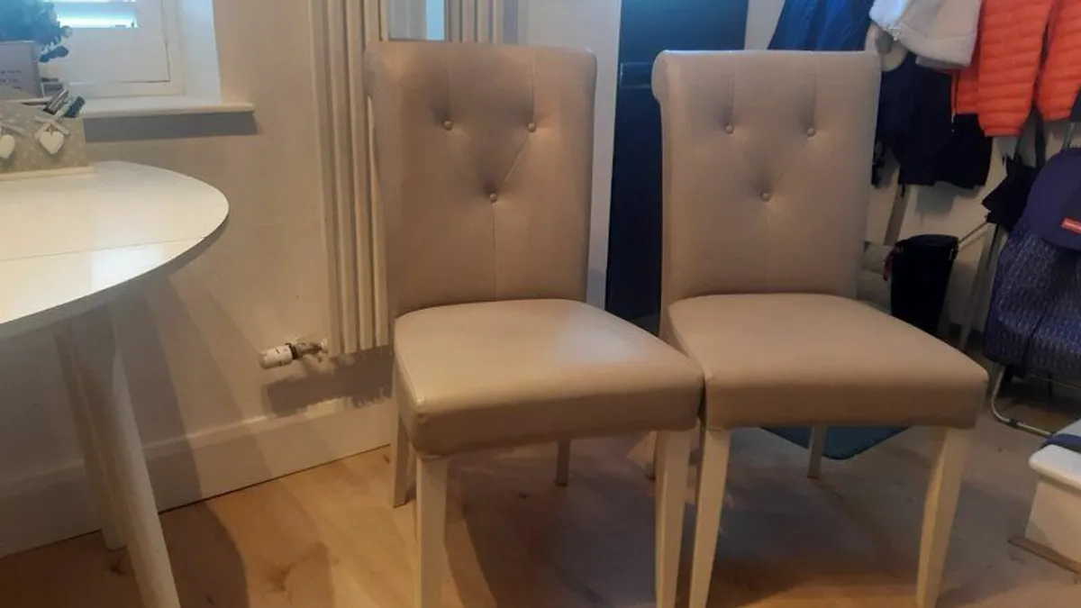 Two Almost New Oak Dining Room Chairs
