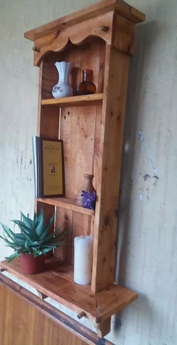 Rustic Floating Antique Style Shelved Display - Image 3