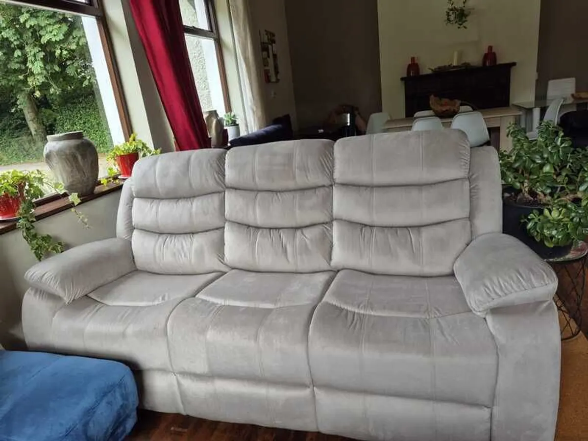 3-Seater Brown Recliner Sofa - Image 1