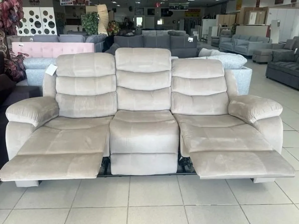 3-Seater Brown Recliner Sofa - Image 2