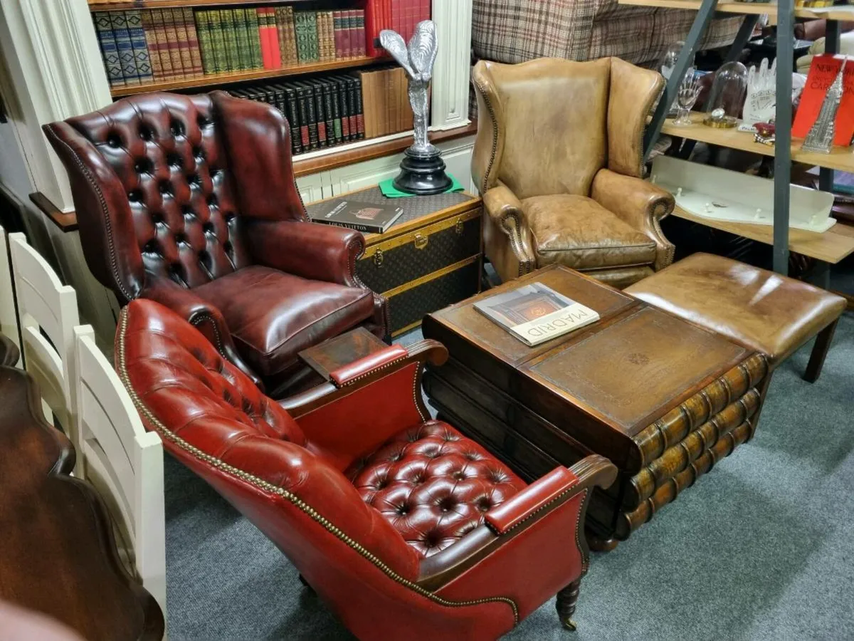 Leather Queen Anne chairs - Image 2