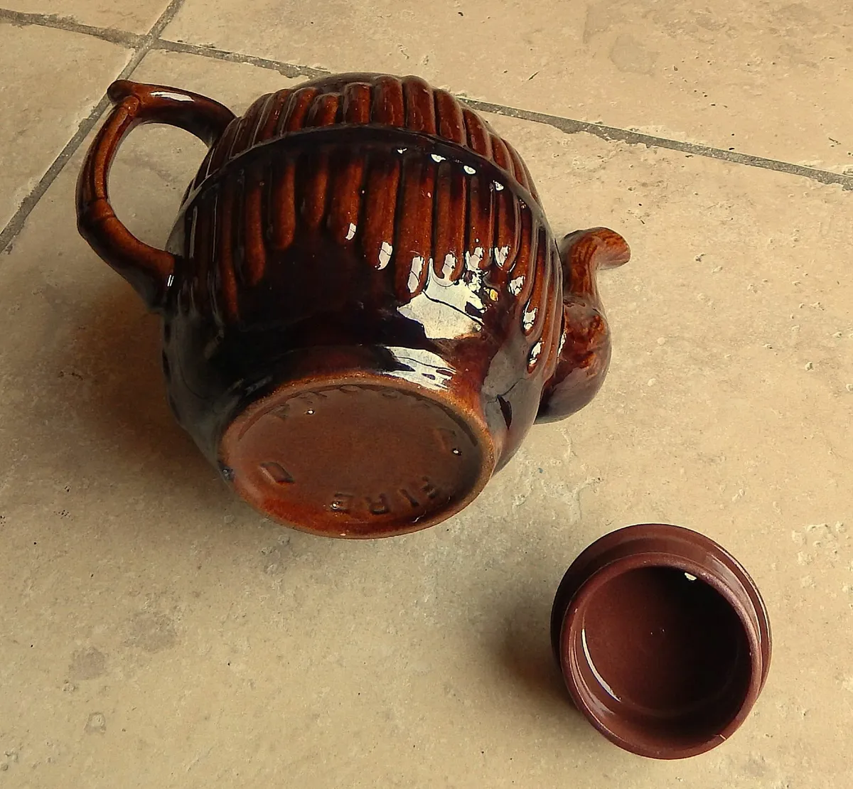 Large Vintage Glazed Ceramic Teapot - Image 3