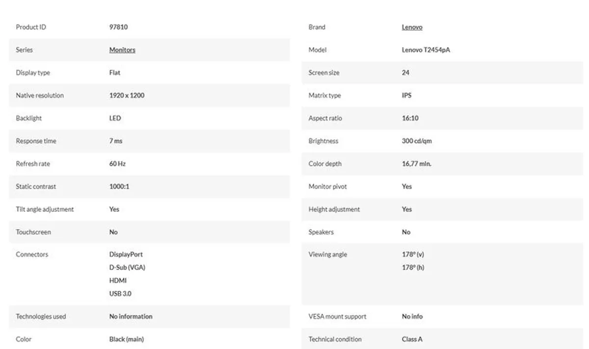 Lenovo ThinkVision T2454PA - Image 2