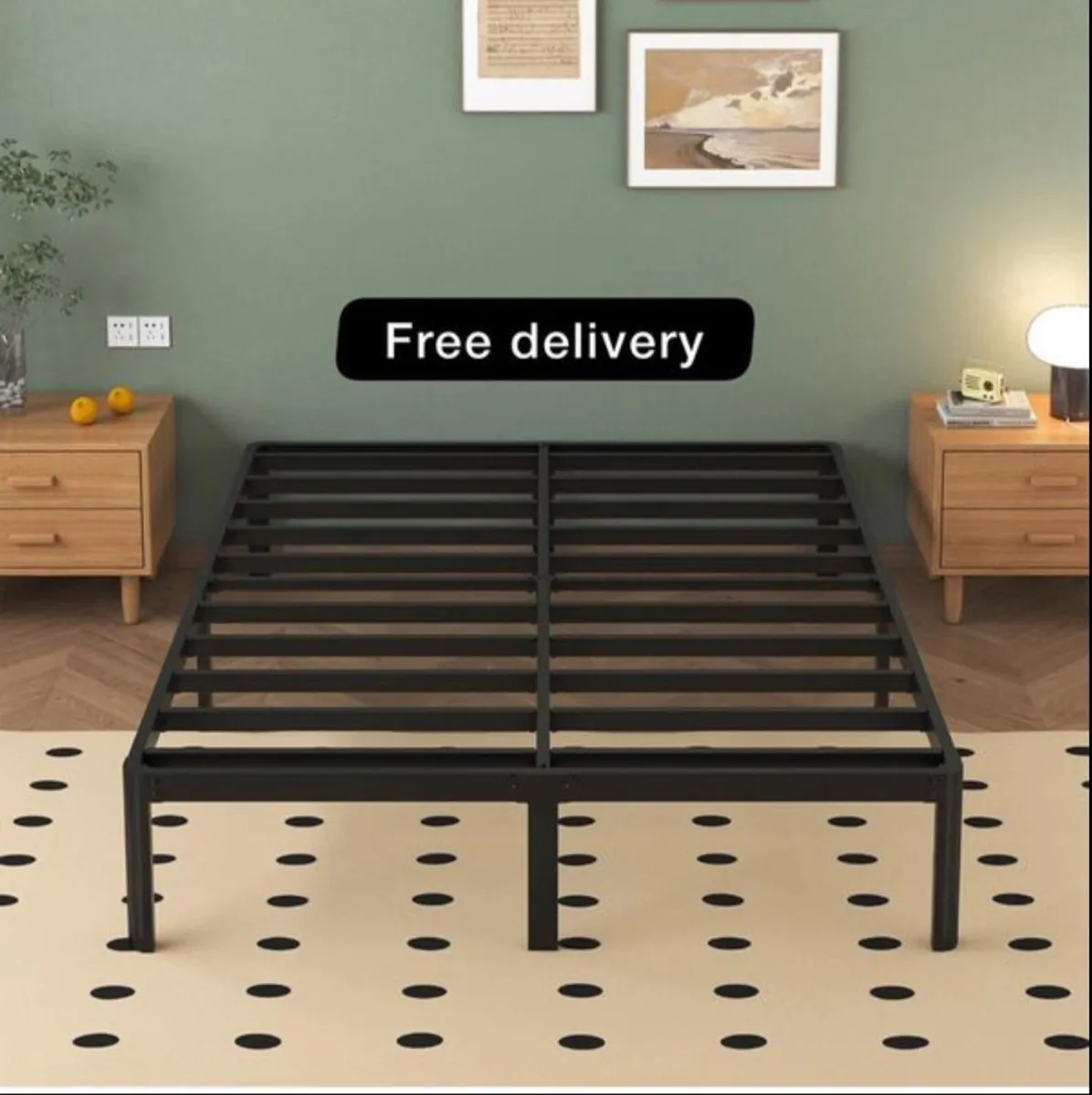 Double Bed Frame 30.5 cm High with Rounded Corner