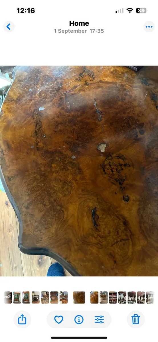 Antique Walnut Verneered Table - Image 2