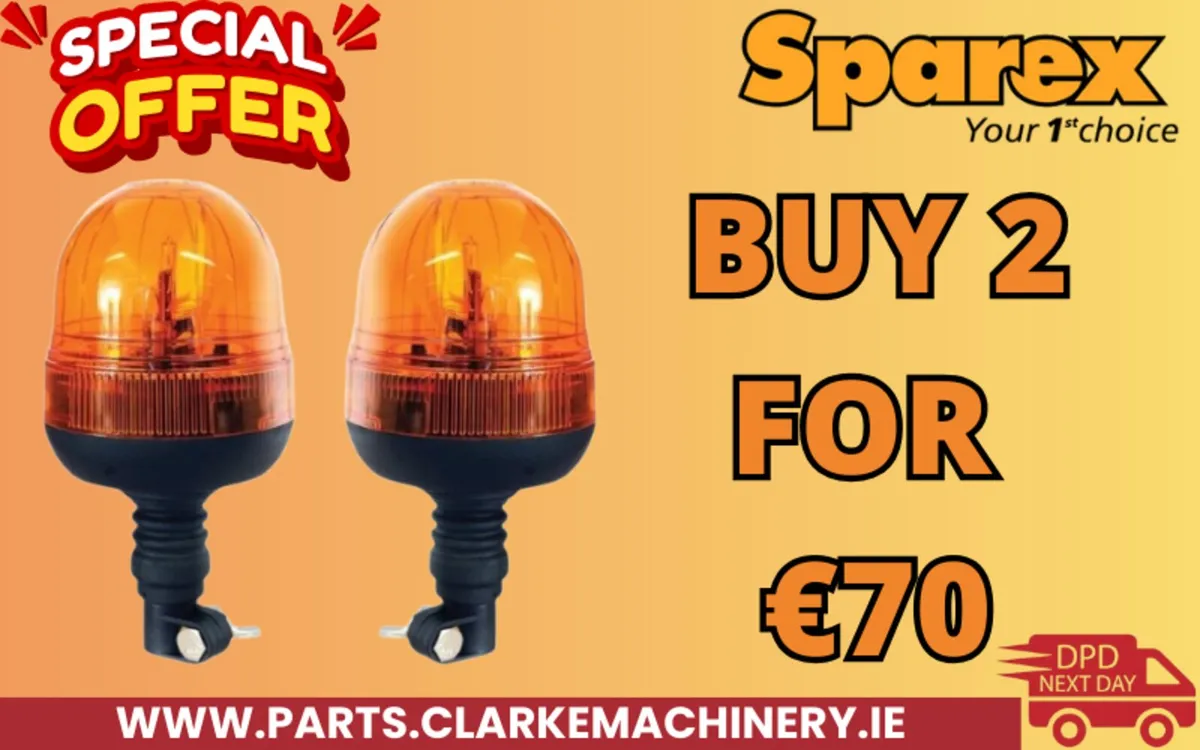 Rotating Halogen Amber Beacon 12V/24V (2 Pack)