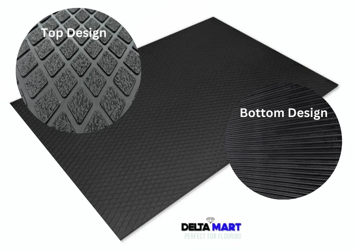 18mm Heavy Duty Diamond Top Rubber Mats – 6ft x 4f - Image 1