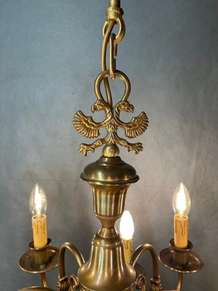 Flemish Brass Two-Tier Chandelier with Ten Branches - Image 2