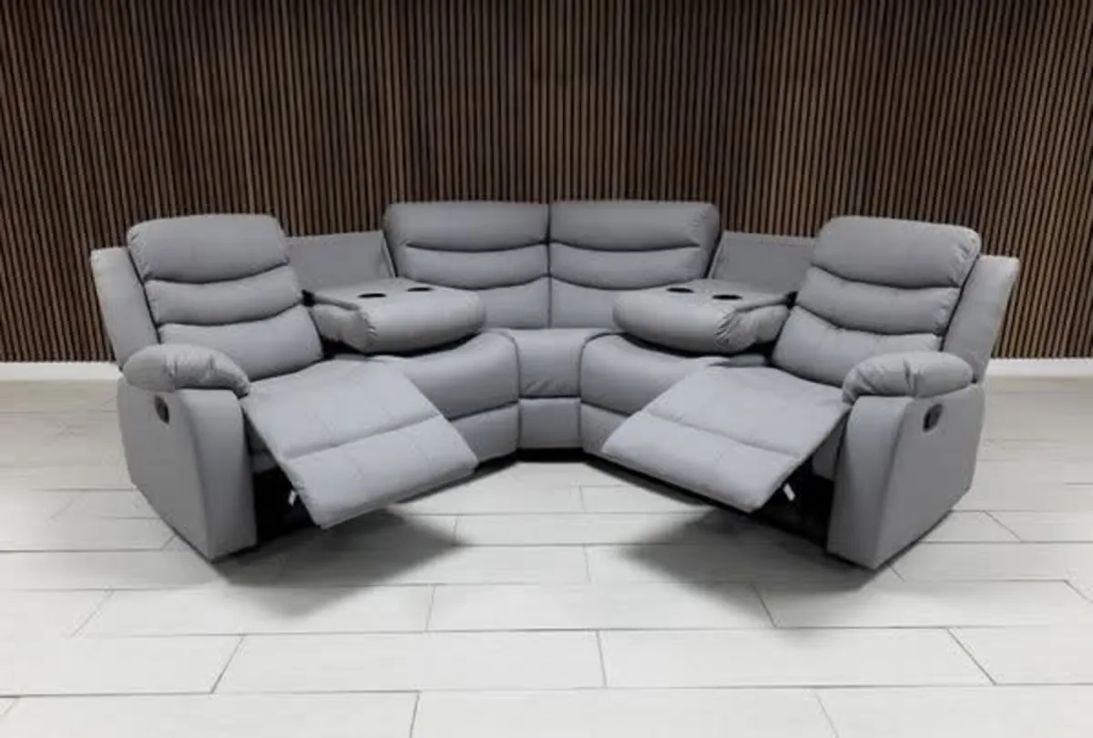 Corner Roma Leather Manual Recliner Sofa - Image 1
