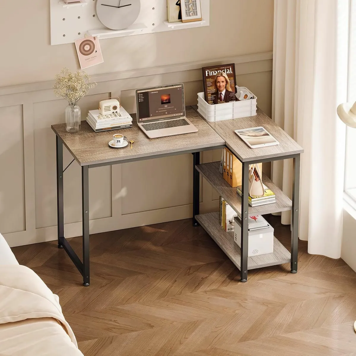 L Shaped Computer Desk, 100x70 cm Office Desk - Image 2