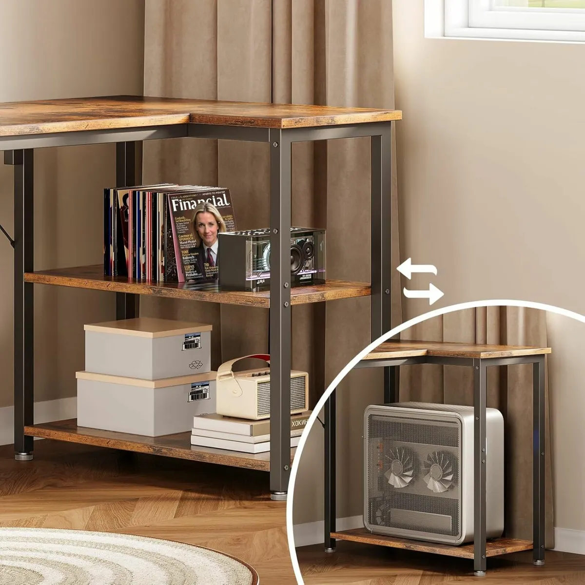 L Shaped Computer Desk, 100x70 cm Office Desk - Image 2