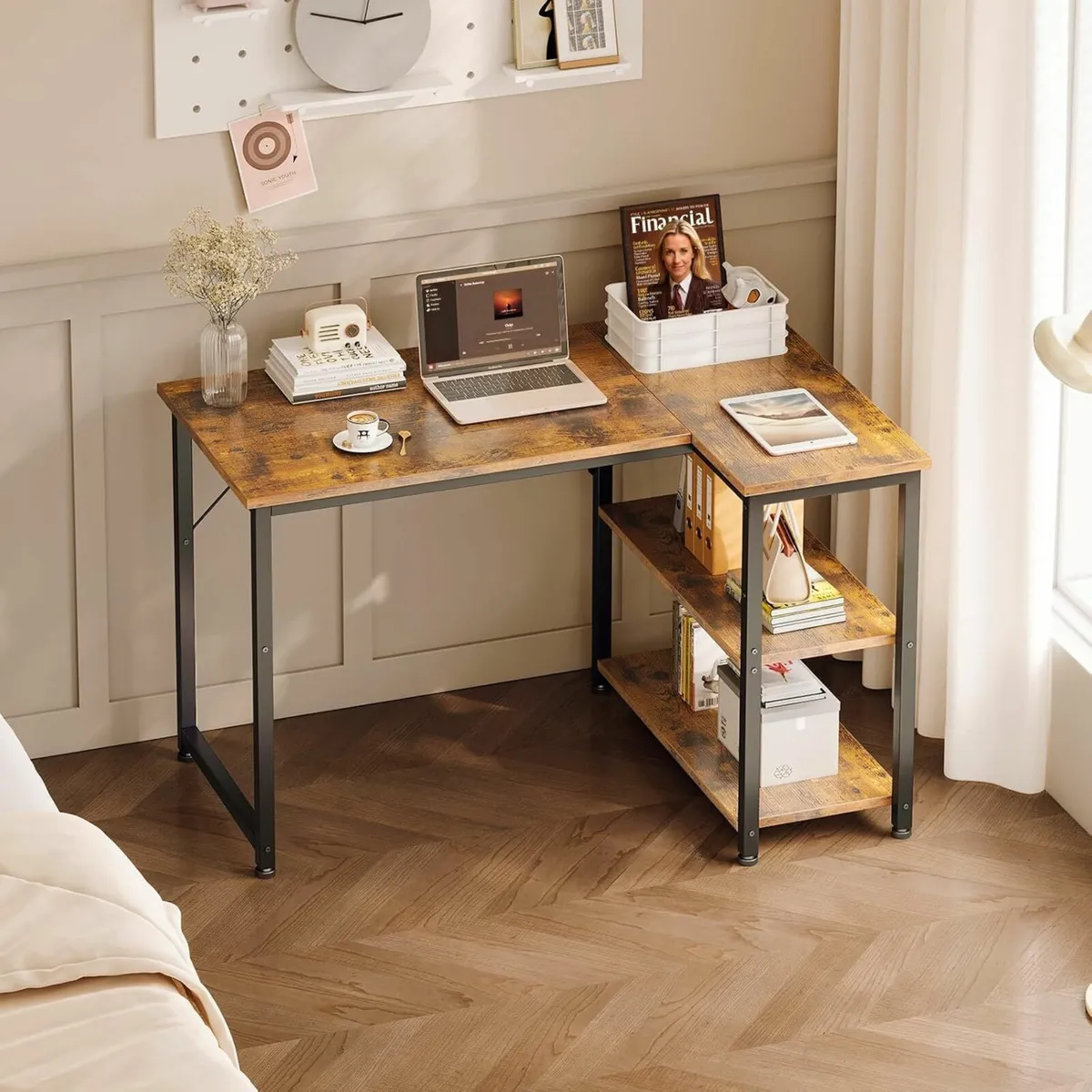 L Shaped Computer Desk, 100x70 cm Office Desk - Image 3