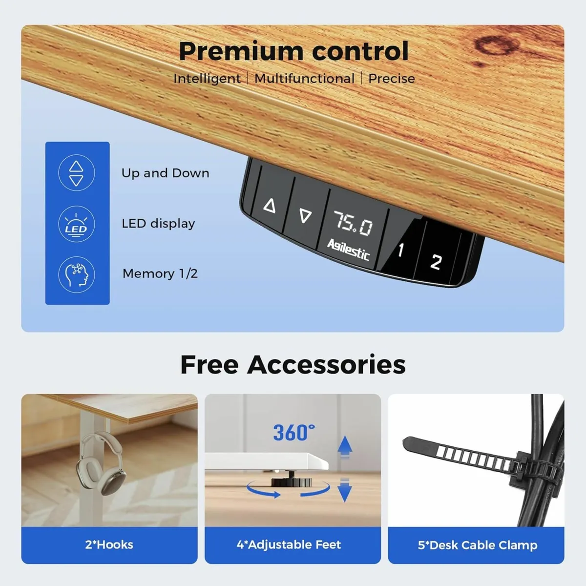 Electric Standing Desk 100x60cm Height Adjustable - Image 4