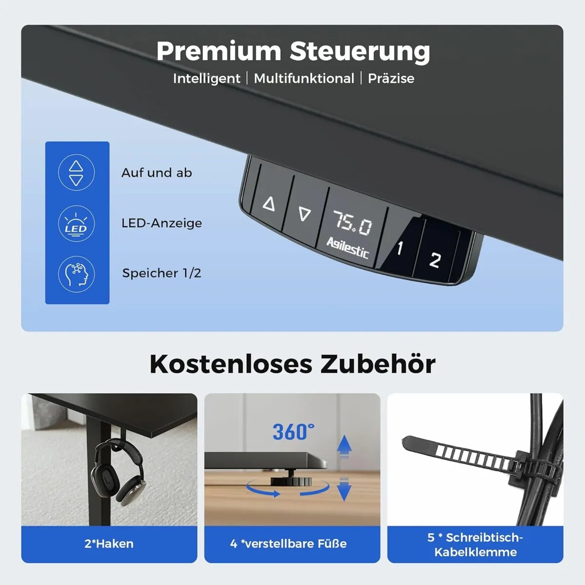 Electric Standing Adjustable Office Desk 120x60cm - Image 4