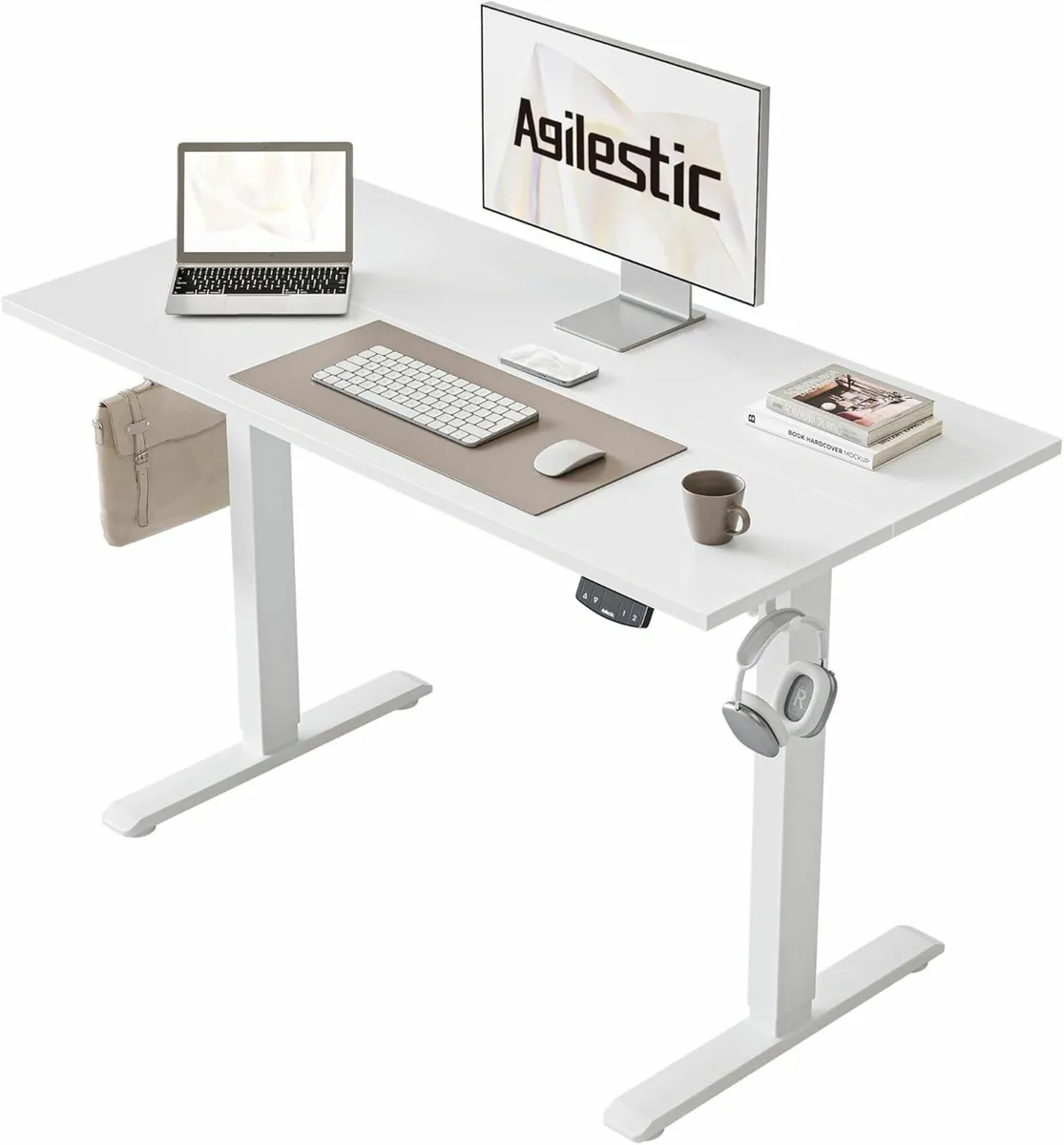 Electric Standing 100x60 cm Office Desk, White - Image 1