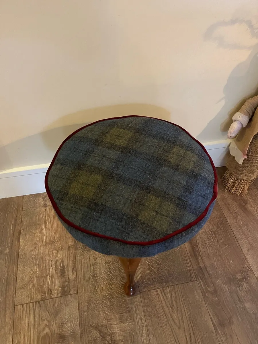 Antique Tartan Wool Footstool - Image 2