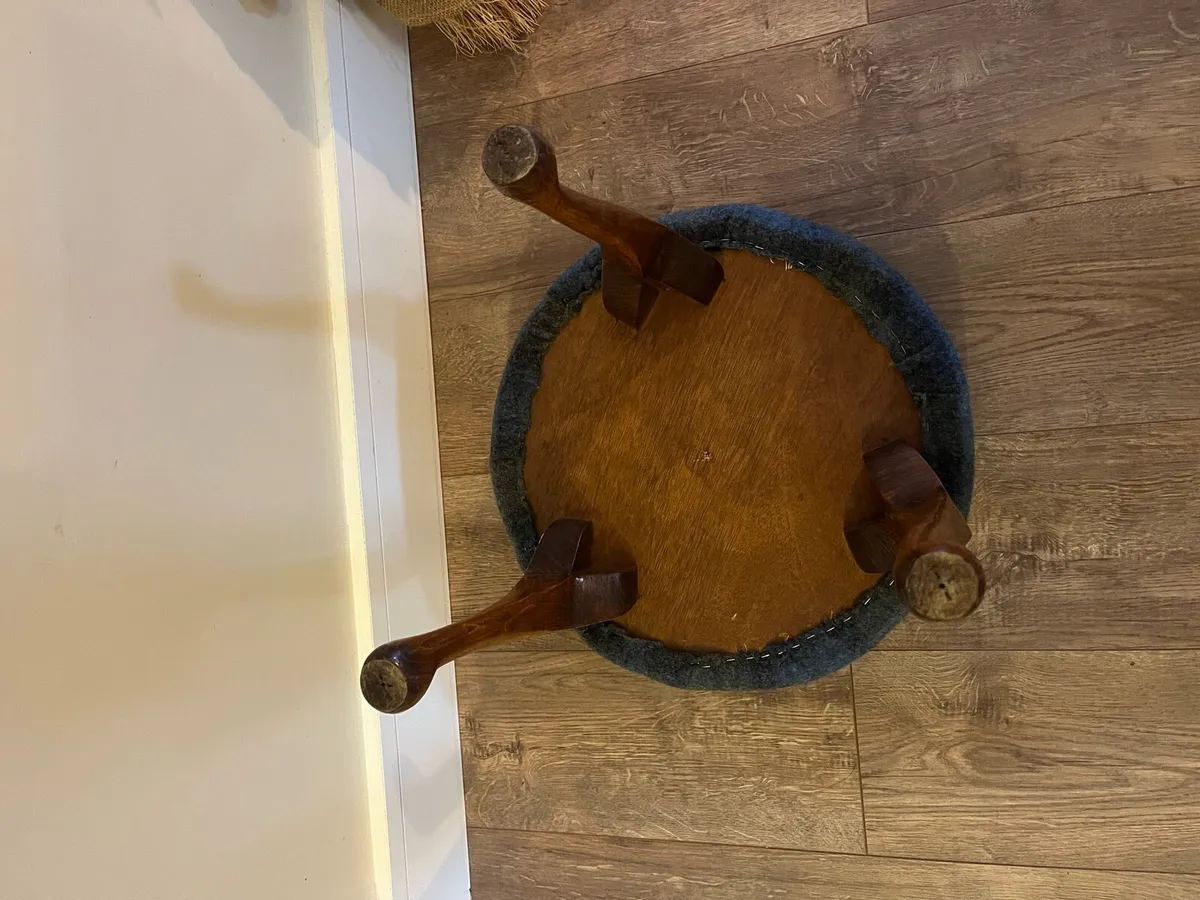 Antique Tartan Wool Footstool - Image 4