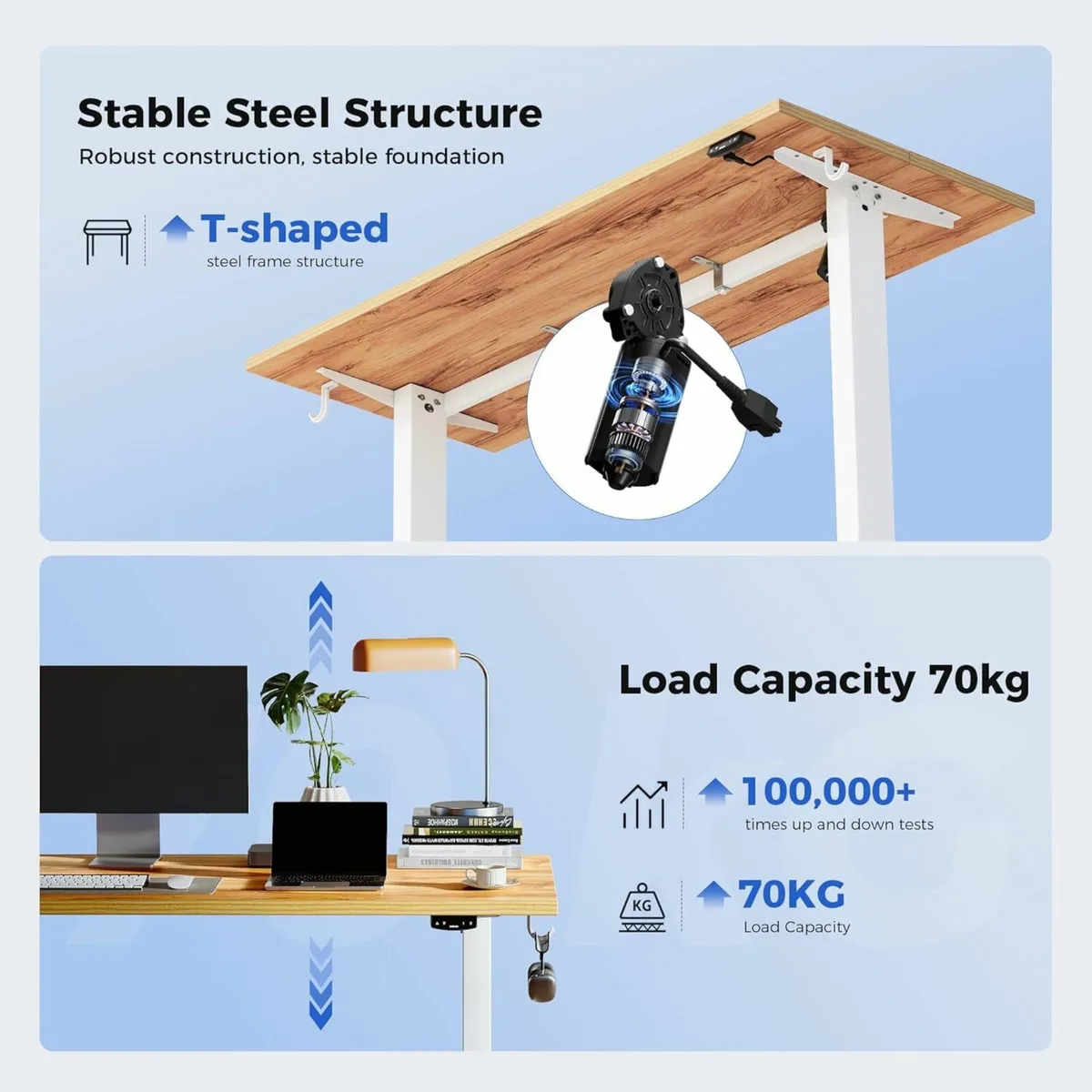 Standing Office Desk Height Adjustable 140x60cm - Image 2