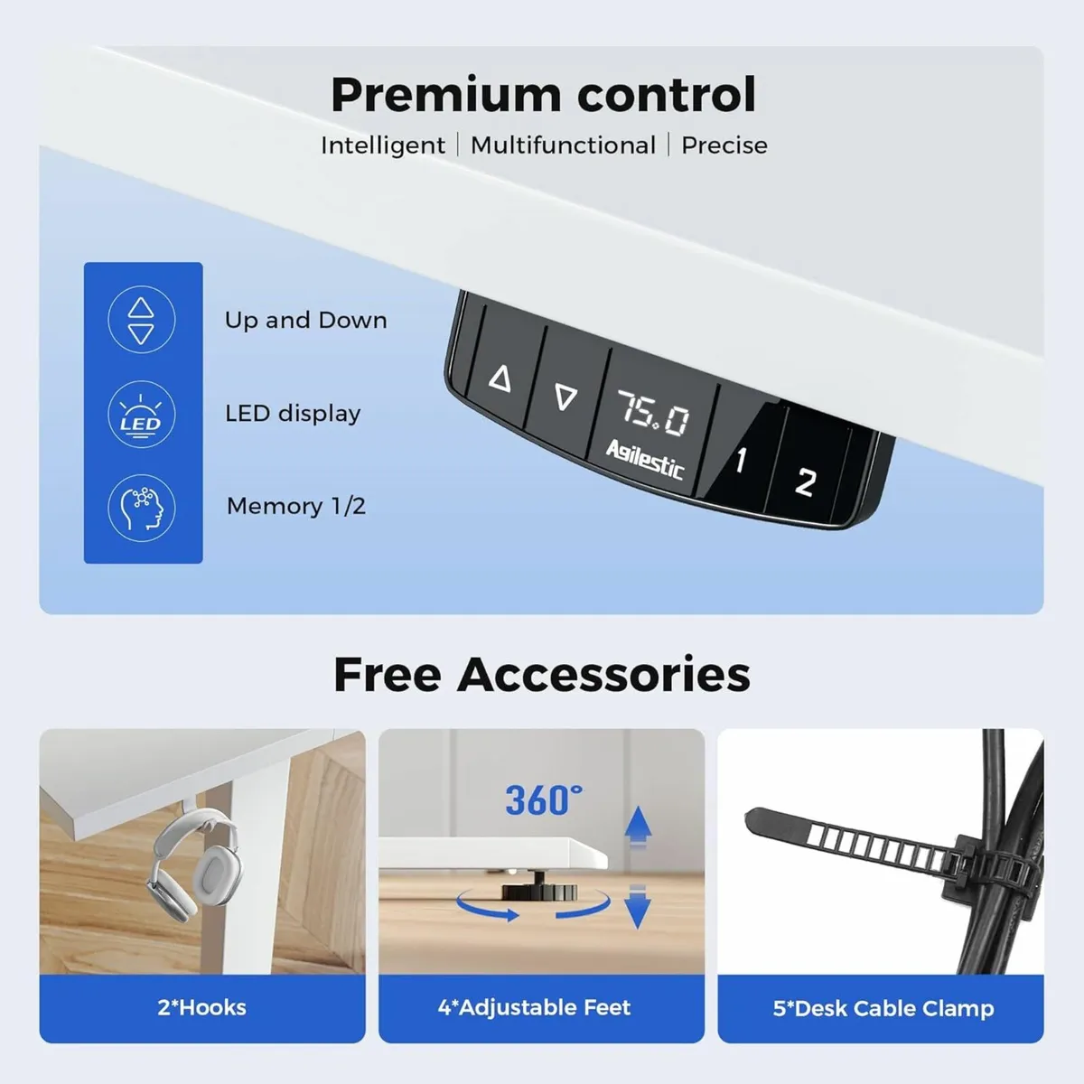 Electric Standing Desk 140x60cm Height Adjustable - Image 3