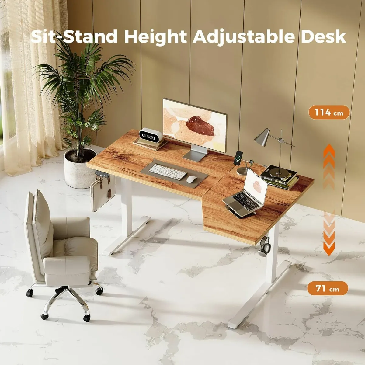 L-Shaped Electric Standing Desk140cm Height Adjust - Image 1