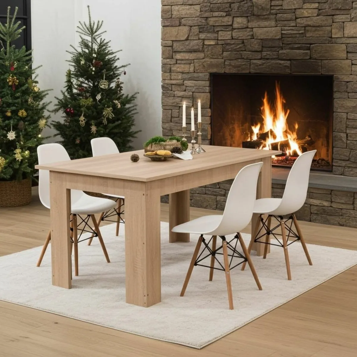 Nordic Oak Dining Set 🍽️ 4 Chairs - Image 1