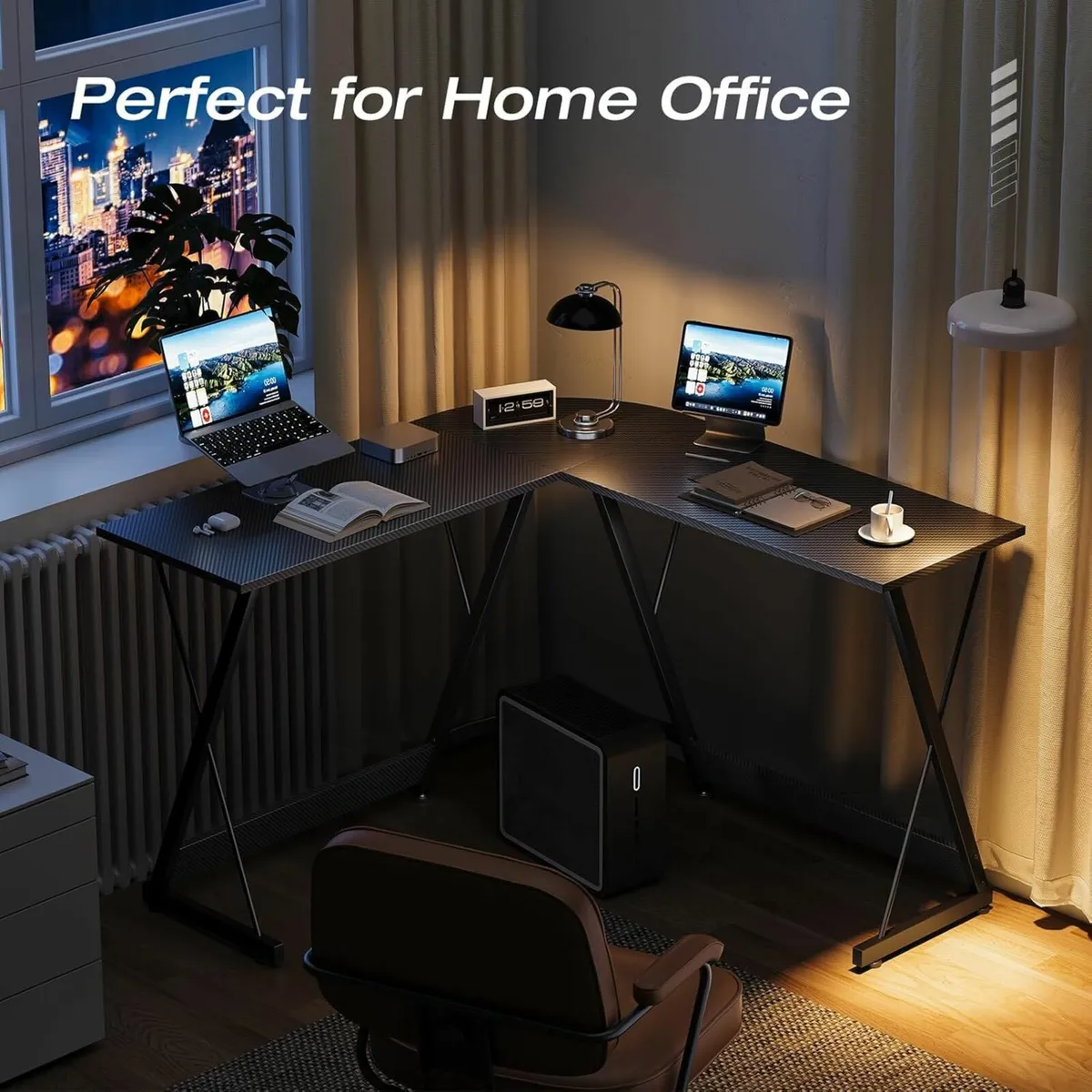 L Shaped Gaming Desk Office Black 120×120 cm - Image 3