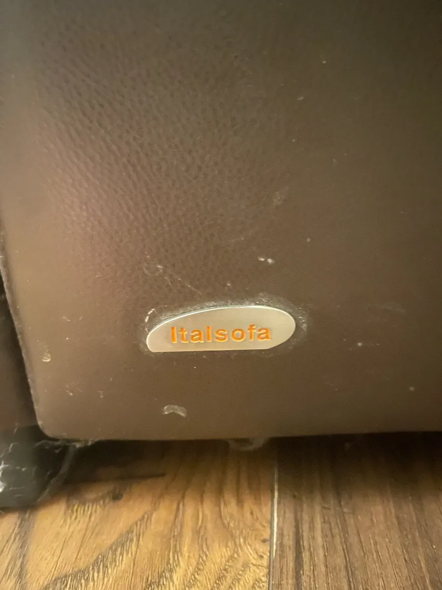 Leather armchair, 2 sofas and ottoman. - Image 4