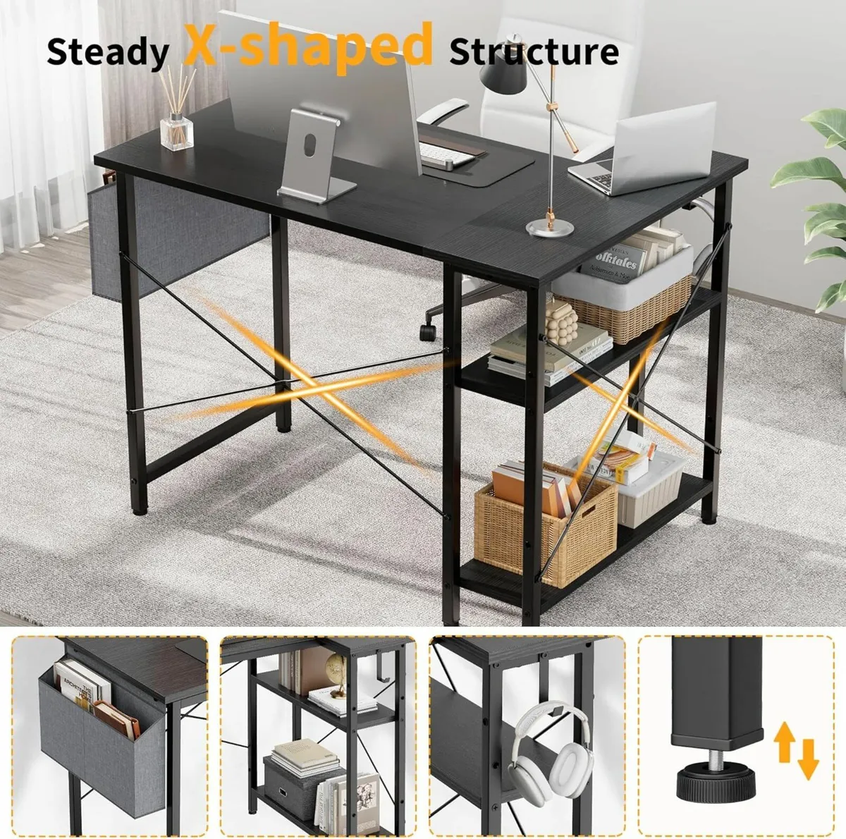 L Shaped Computer Desk Office Study 100x70cm - Image 3