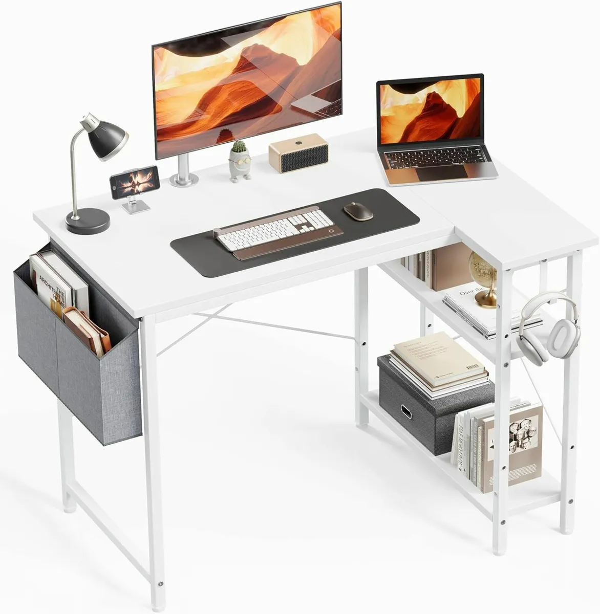 Computer Office Desk Reversible Storage 100x70cm - Image 1
