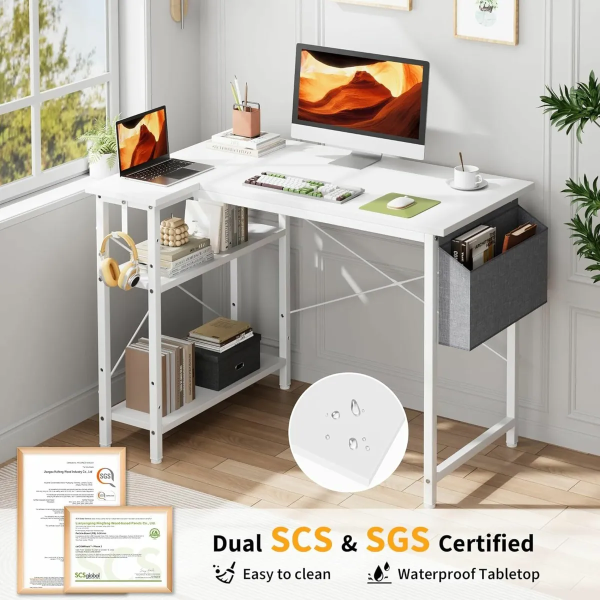 Computer Office Desk Reversible Storage 100x70cm - Image 4