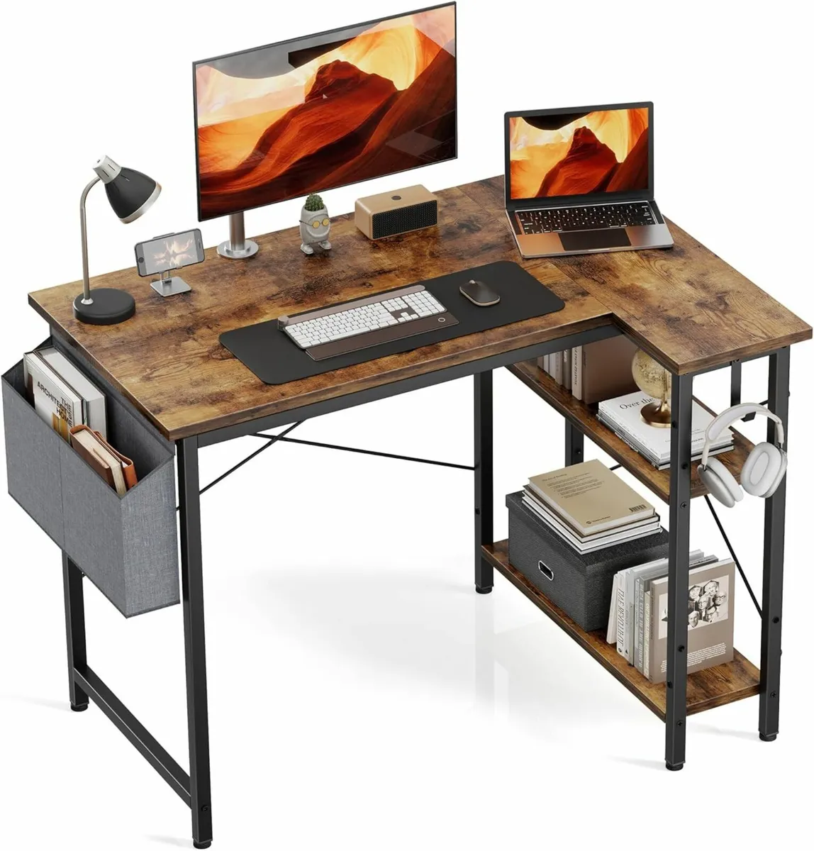 L Shaped Computer Reversible Office desk 100x70cm - Image 1