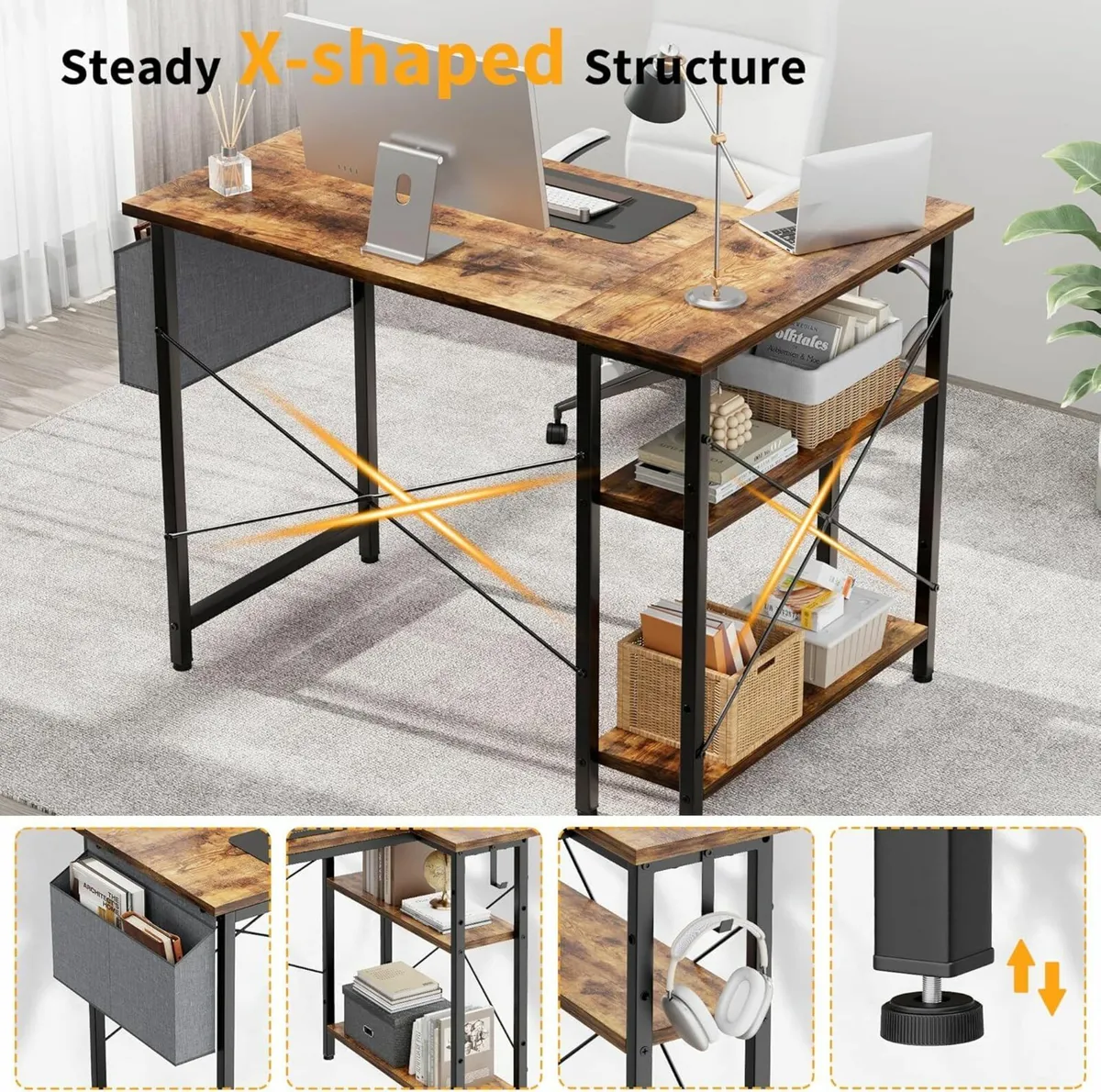 L Shaped Computer Reversible Office desk 100x70cm - Image 4