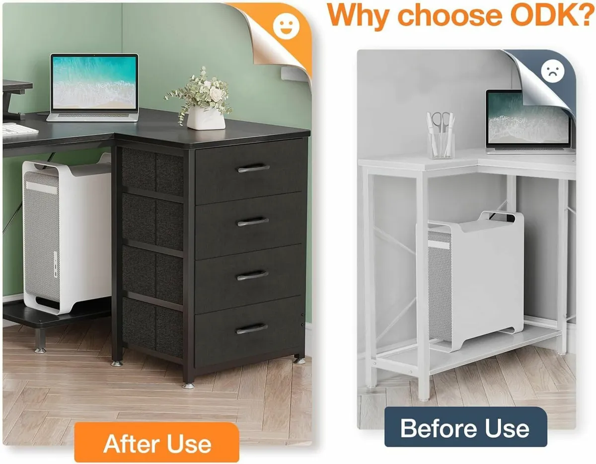 Drawers L Shaped Computer Office Desk 140x80cm - Image 4