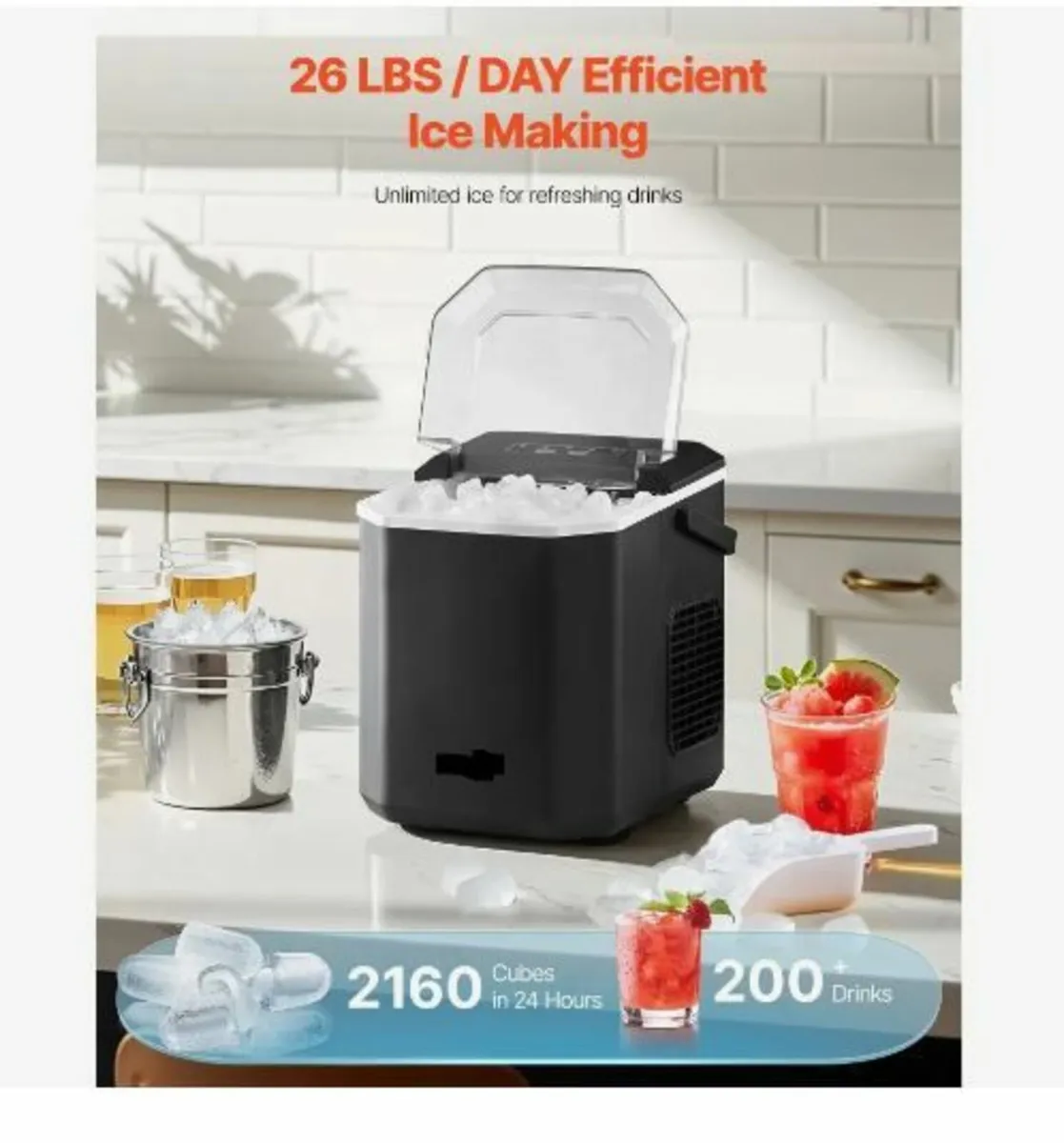 Countertop Ice Maker, 9 Cubes - Image 2