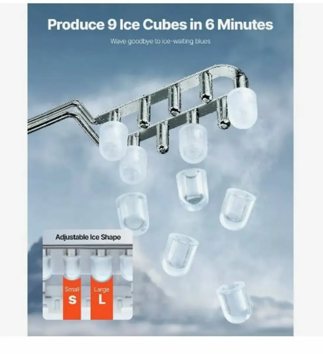 Countertop Ice Maker, 9 Cubes - Image 3