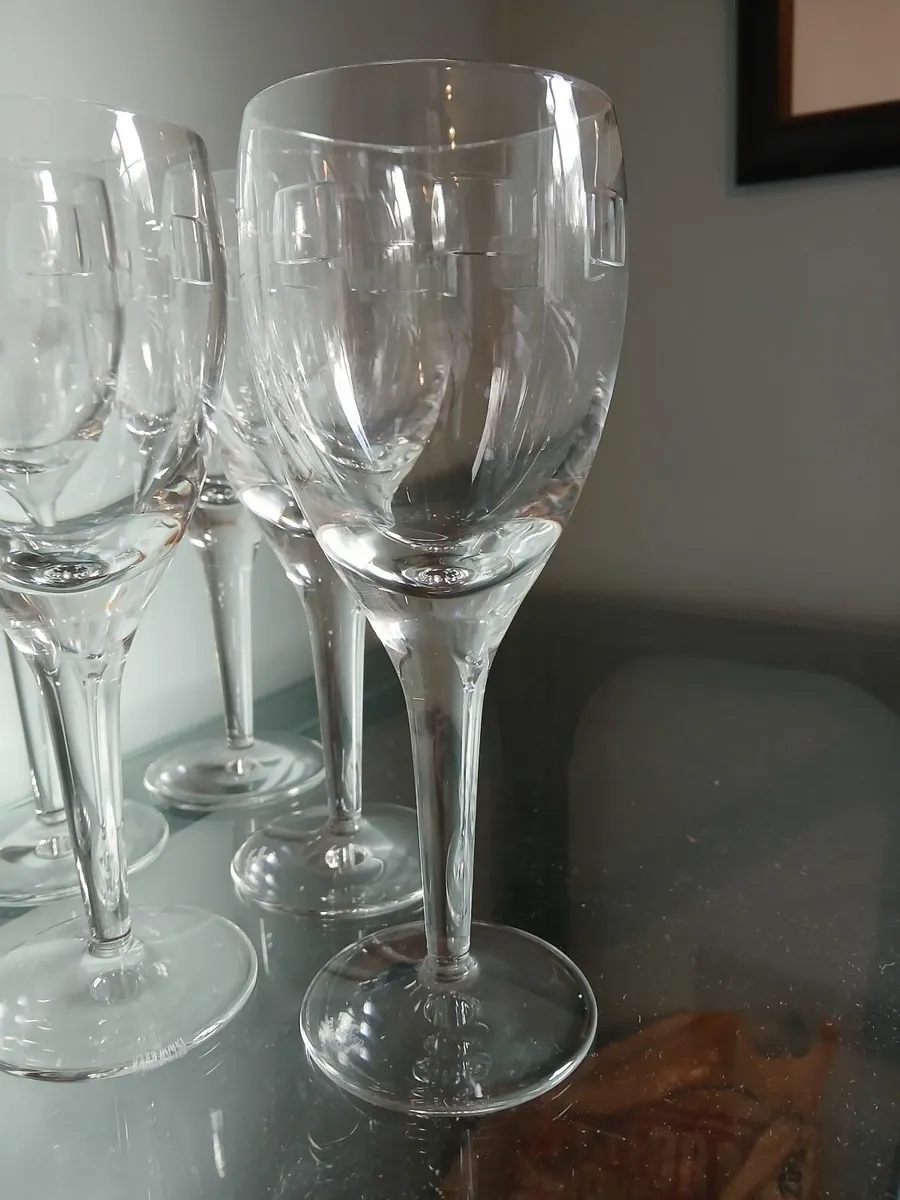John Rocha Waterford 6 white wine glasses Geo patt - Image 3