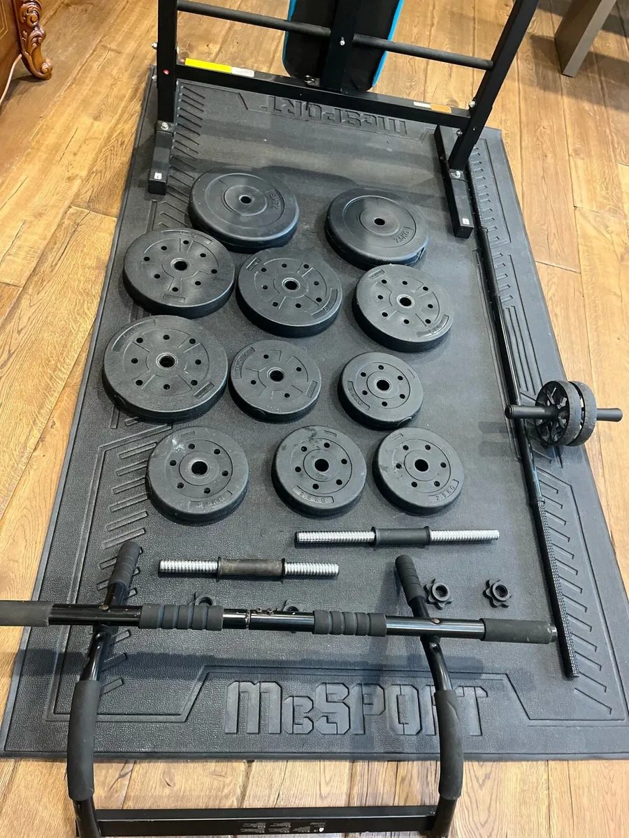 Bench barbell dumbbells and weights - Image 3