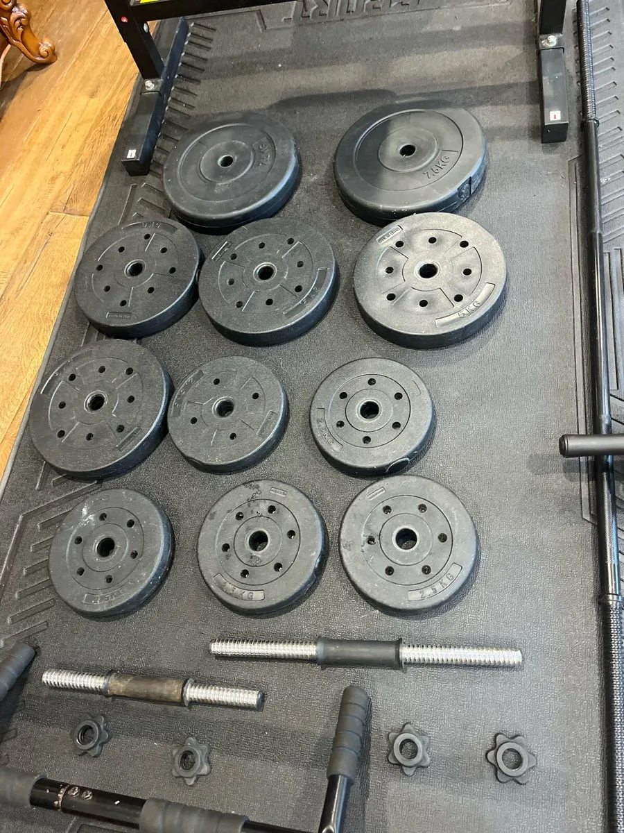 Bench barbell dumbbells and weights - Image 4