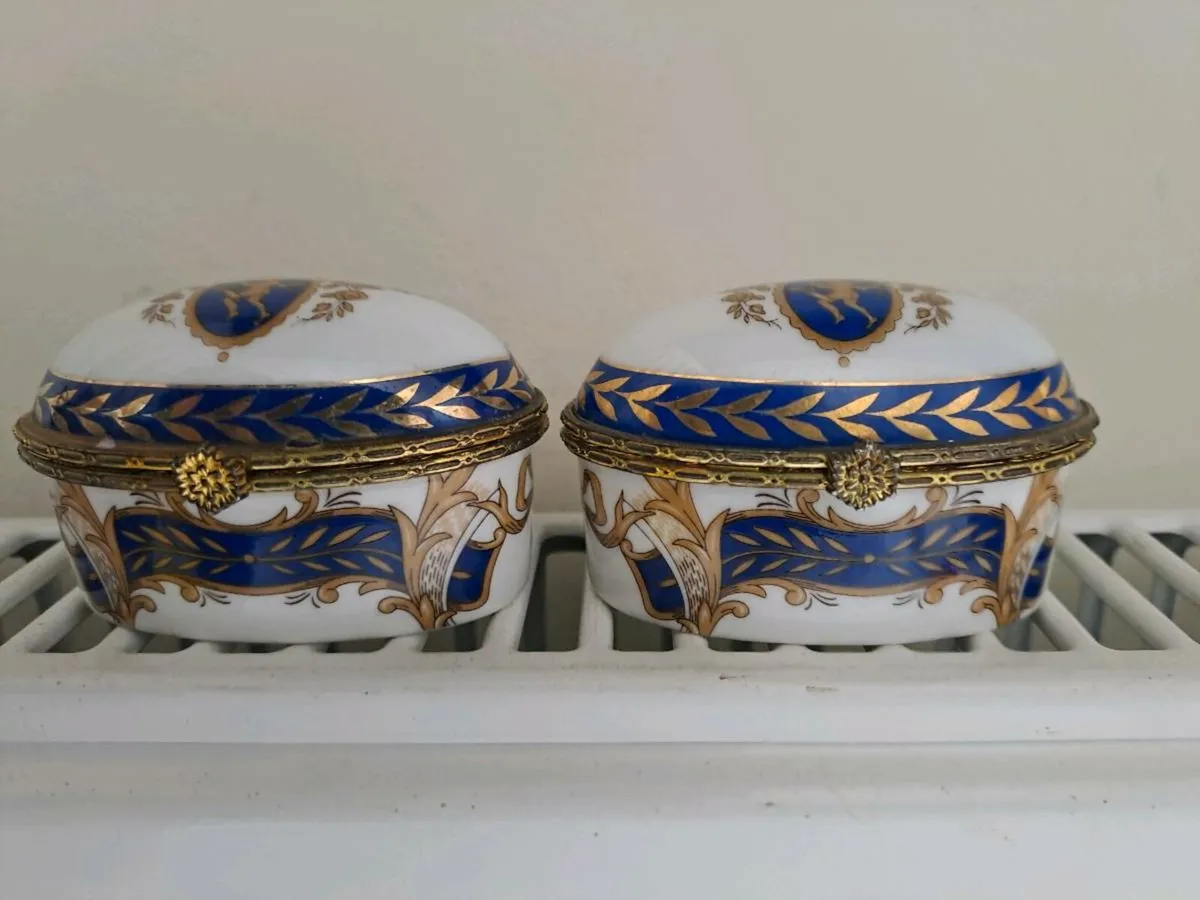 Vintage French Style Porcelain Trinket Boxes - Image 1