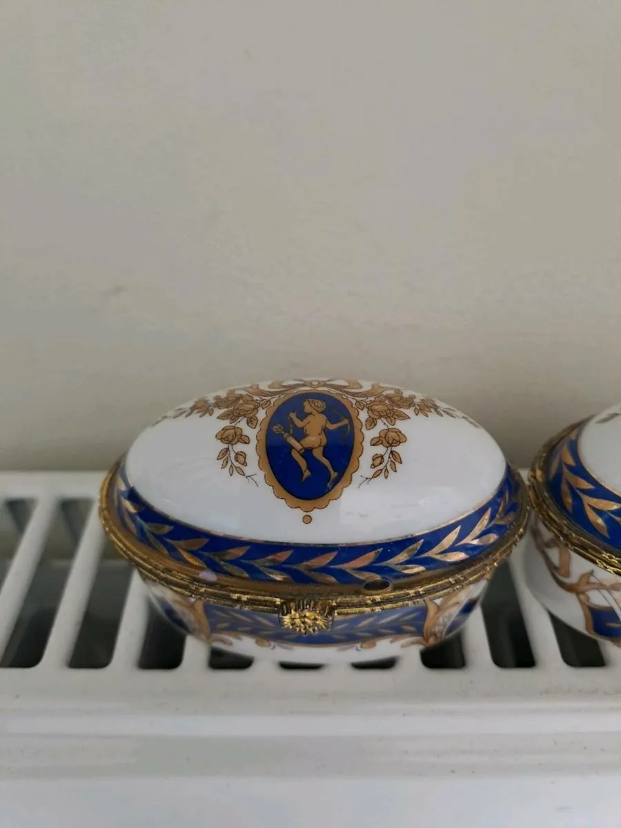 Vintage French Style Porcelain Trinket Boxes - Image 2